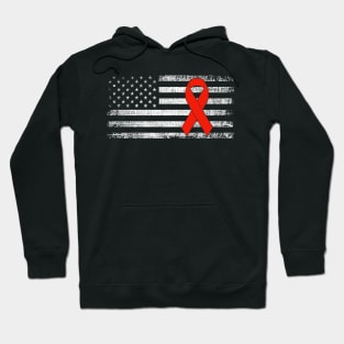 Throat Cancer Awareness Ribbon Classic American Flag Hoodie